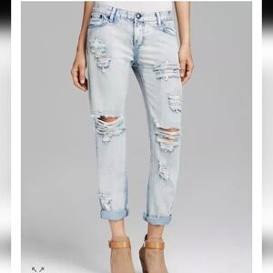 One Teaspoon Awesome Baggies Distressed Light Wash Jeans - Size 29
